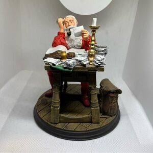 Norman Rockwell Vintage Santa at his Desk Reading Mail, Making His List